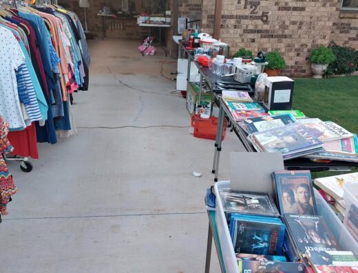 New QVC clothing $2; Used clothing $1; Handcrafted jewelry; beads; DVDs; camping cots; household goods; lots of misc. Fri May 29th & Sat May 30th 7am – 2pmish. If our signs are out, we are open. 1125 S La Salle Dr