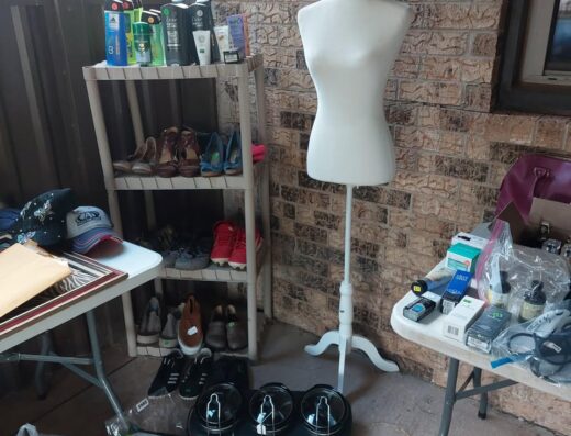 New QVC clothing $2; Used clothing $1; Handcrafted jewelry; beads; DVDs; camping cots; household goods; lots of misc. Fri May 29th & Sat May 30th 7am – 2pmish. If our signs are out, we are open. 1125 S La Salle Dr